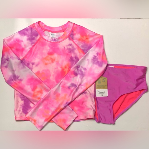 Girls Two Piece Rashguard Swimwear Swim UPF 50+ Swimsuit Long Sleeve - Picture 1 of 5